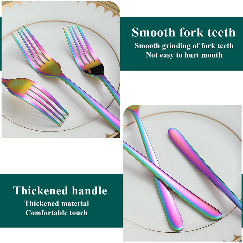 Kyraton Rainbow Dinner Forks Set of 12 Pieces, 20.8cm Titanium