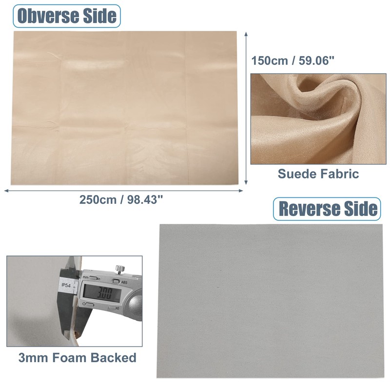 X AUTOHAUX Suede Headliner Fabric 98" Length x 60" Width