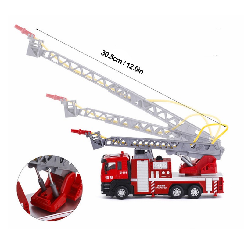 1:50 Ladder Fire Truck Alloy Model 180° Rotating Table Fire