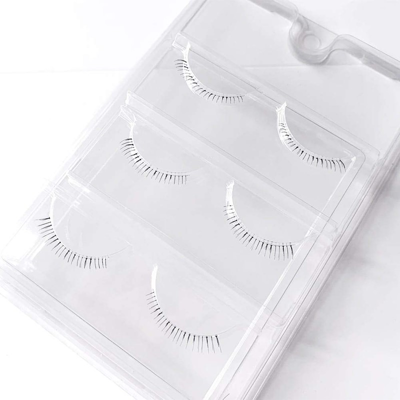Musegetes 3 Pairs Lower Eyelashes False Eyelashes Transparent Axis False