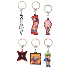 Naruto Children's Wallet and Keyring Set - Small Gifts for Children Anime Wallet with Metal Key Ring, Multicolor Set Of 6 Keyrings