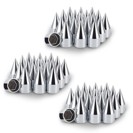 Yorovent 33mm x 4 1/4” Spike Lug Nut Covers,Push-On Nut Cover Caps Abs Plastic with Chrome Complete,Anti-Rust for Semi Trucks (60 Pack)