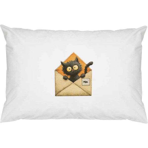 Azeeda 2 x 'Cute Halloween Cat in Envelope' Cotton Pillow