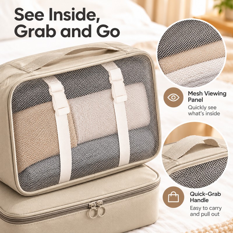 7-Piece Travel Packing Cubes Set – Foldable Luggage Organizer Bags