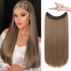 REECHO Invisible Wire Hair Extensions with Transparent Headband Adjustable Size Removable Secure Clips in Straight Secret Hairpiece for Women - 20 Inch, Light Brown