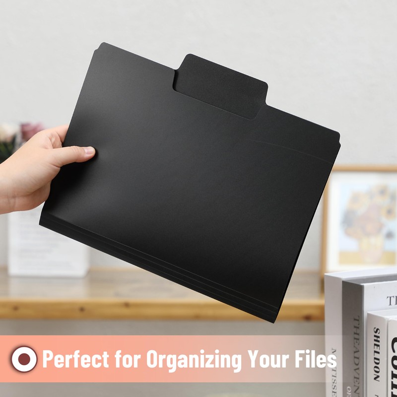 Mr. Pen- Black Plastic File Folders Letter Size, 6 Pack,