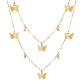 Relovet Butterfly Necklace Layered Gold Jewlery for Women
