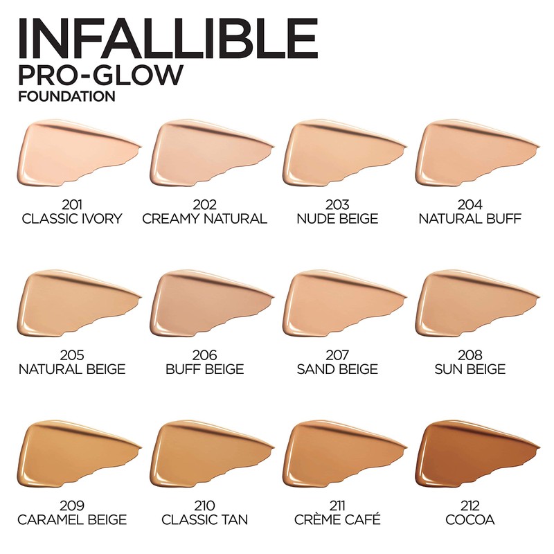 L'Oreal Paris Makeup Infallible Up to 24HR Pro-Glow Foundation, Cocoa,