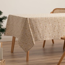 GAMUSI Christmas Tablecloth Jacquard Gold Yarn Dining Table Rectangle Christmas Decoration 140x100cm Beige Gold