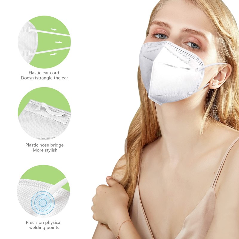 SOOQOO 50 Pcs KN95 Face Maks for Audlts (White)