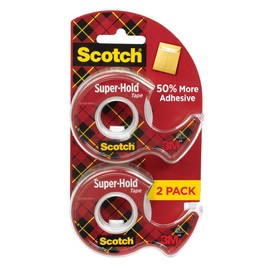Scotch Super-Hold Tape, 2 rollos, acabado transparente, 50% más calcomanía, favorito de confianza, 3/4 x 600 pulgadas, dispensado (198DM-2)