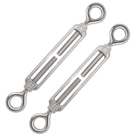 OULVLIFE M6 Turnbuckle 304 Stainless Steel Adjustable Wire Rope Tensioner, Heavy Duty Hook, 2 Pack for Installation Tent, Home Hanging, Garden Cable etc