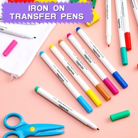 12 Pcs Iron on Transfer Markers Sublimation Markers Embroidery Transfer Pen Heat Transfer Fabric Marker Fade Resistant Infusible Ink Pen for T-shirts Pillow Clothes Canvas, 12 Assorted Colors