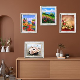 LUCKYLIFE 8x10 Picture Frame Set of 4, Silvery Rustic Farmhouse Picture Frames for Table or Wall Hanging