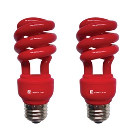 Xtricity CFL Compact Fluorescent Red Light Bulbs Colored Light Bulb, T2 Spiral, 13W (60 Watt Equivalent), E26 Medium Base red Light Bulbs Indoor/Outdoor 120V, UL Listed, Red (2 Pack)