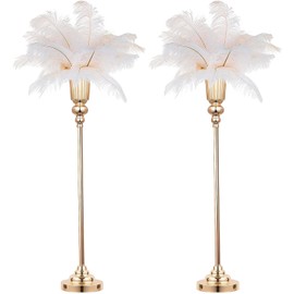 32.2" Height Versatile Gold Tall Vases for Centerpieces, Metal Trumpet Vases for Wedding Party Dinner Centerpiece, Road Lead for Anniversary Celebration Birthday, 2pcs