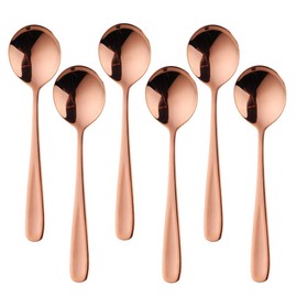 Buyer Star Bouillon Spoon Sets, 7-Inch Round Soup Spoons, Stainless Steel Finished Table Dinner Spoons