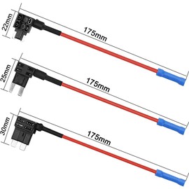 Aiqeer Pack of 10 12 V/24 V Piggyback Fuse Holder, Car Add-a-Circuit Fuse Tap with Wiring Harness, Free 18 Pieces Blade Fuses and Fuse Puller (Crimp Terminal)