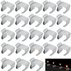 RXKFIGX Pack of 60 Gutter Hooks for Fairy Lights, Stainless Steel Christmas Lights, Metal Christmas Lights, Gutter Hooks, Decoration Hooks, Gutters, Metal Light Hook Clip for Decorative Lights