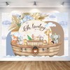 10X8ft Noah's Ark Baby Shower Photo Backdrop Photography Background, Oh Baby Boho Cartoon Animal Woodland Ocean Newborn Kid Party Backdrops Photo Booth Prop Decorations Wall Decor Tablecloth