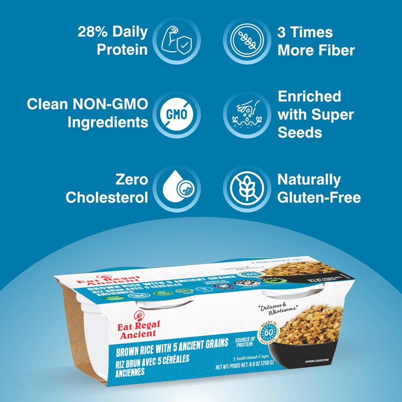 Eat Regal Brown Rice with 5 Ancient Grains Cups, Always