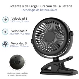 Ventilador Portatil Recargable, 3 Velocidade Mini Ventilador, Ventilador de Escritorio Silencioso de 720 °de Mesa, 2400mAh Ventilador usb, Abanico Portatil para Oficina, Hogar, Fitness