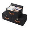Tuza 3 Pack Foldable Storage Bin with Lid, Heavy-Duty Fabric