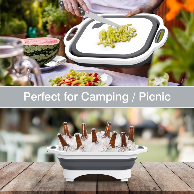 Collapsible Cutting Board,HI NINGER Camping cutting board with knife,Multifunctional Kitchen