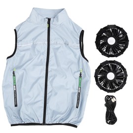 LiebeWH Body Cooling Vest Polyester Cooling Jacket 3 Speed Mode Air Conditioned Clothes with 2 Fans for Hot Weather Work (M)