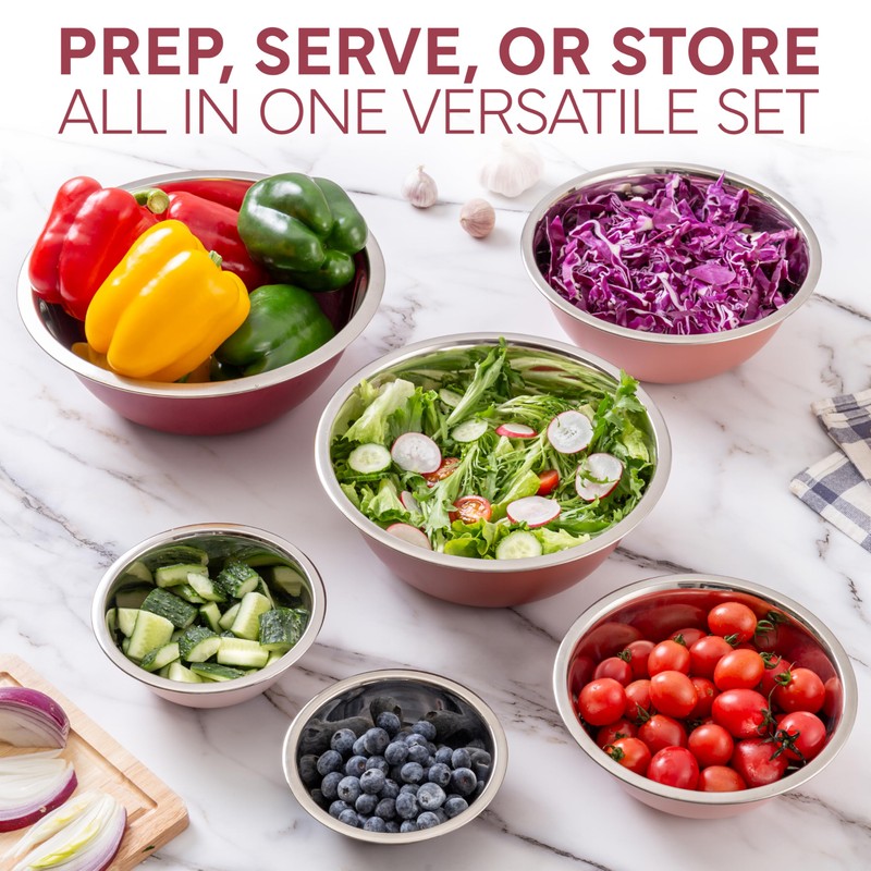 COOK WITH COLOR Stainless Steel Mixing Bowls Set - Nesting