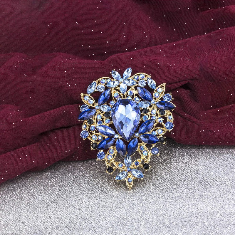 YOQUCOL Broche vintage de cristal austriaco con forma de hoja