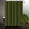 Tititex Olive Dark Green Crumpled Shower Curtain, Textured Heavy Duty