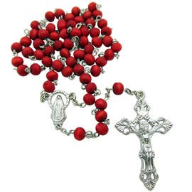 Rose Scented, Carved Wood Rose Petal Rosary