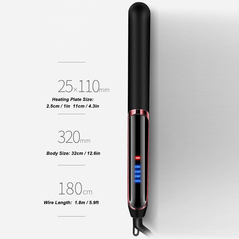 Hair Flat Iron Ceramic Professional Adjustable Black Hair Straightener for