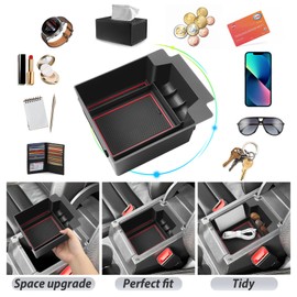 SKTU Centre Console Organiser Compatible with Seat Ateca 2016-2024 Glove Box Armrest Storage Compartment Storage Box (Red)