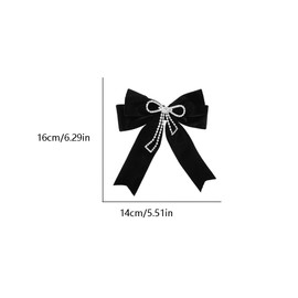 Rhinestones Bow Retro Velvet Ribbon Bowknot Pre-Tied Brooch Laple Pins Dainty Elegant Vintage Neck Tie Collar Jewelry for Women Ladies Girls Preppy Dresses Suit Shirt Pin Clothing Accessories