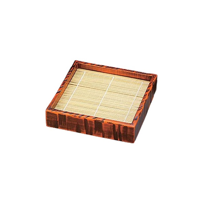 J-kitchens Soba Bowl, Zaru Soba, Rough Carving Angle, Seiro, Tochi-nuri,