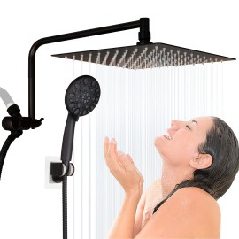 Hibbent Shower Faucet Set w/Handheld Kit Rainfall Shower Head Combo System Wall Mount - Oil Rubbed Bronze