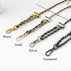 Beaulegan Thin Purse Chain Strap Adjustable Microfiber Leather Replacement for Crossbody Shoulder Bag, 55 Inches Long Black, Silver