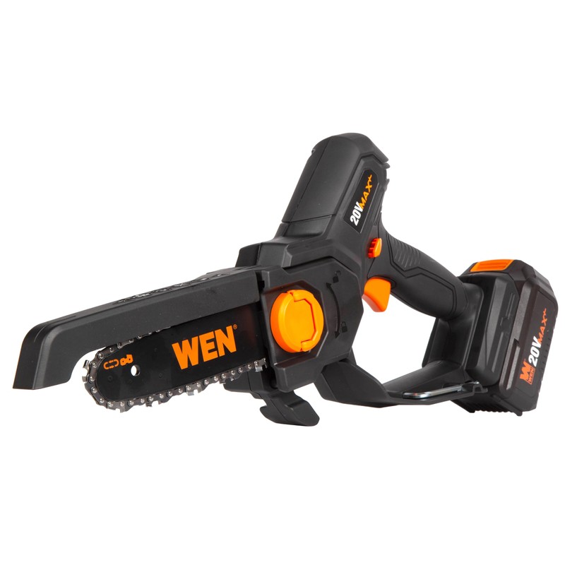 WEN 20V Max Cordless Mini Chainsaw with 6-Inch Bar, 4Ah