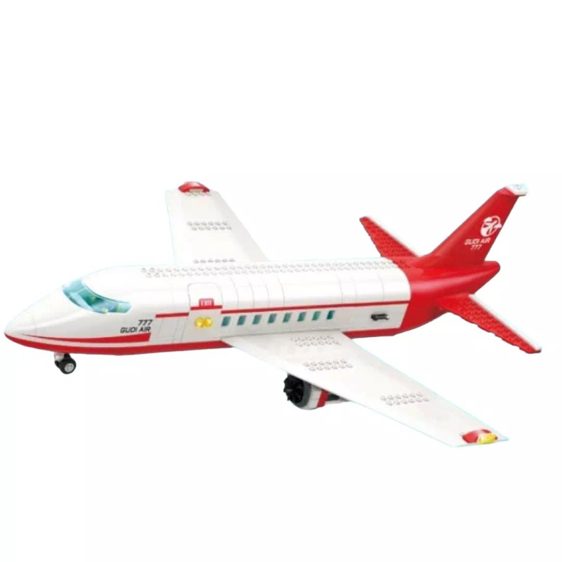 General Jim's Toys & Bricks White and Red Passenger Airplane