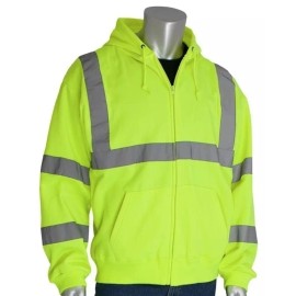 PIP ANSI TYPE R CLASS 3 HI-VISIBILITY HOODED ZIPPER SWEATSHIRT, XL, 323-HSSELY