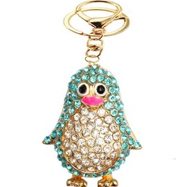 Bstedyas - Llavero de vidrio con diseño de animales del océano, accesorio para bolso de coche, colgante de cartera, adorno para decoración de bolso, Azul (Blue/ Penguins), S