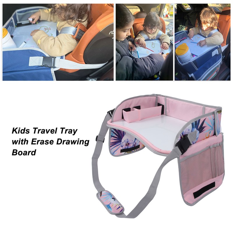 Kids Travel Tray Erasable Drawing Board Organization Pockets Activity Essentials