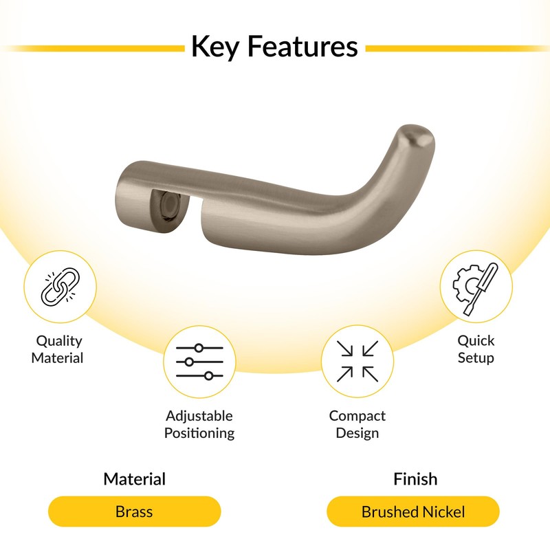 BRIXWELL BRHS01BN Brushed Nickel Designer Series Sleeve-Over Robe Hook
