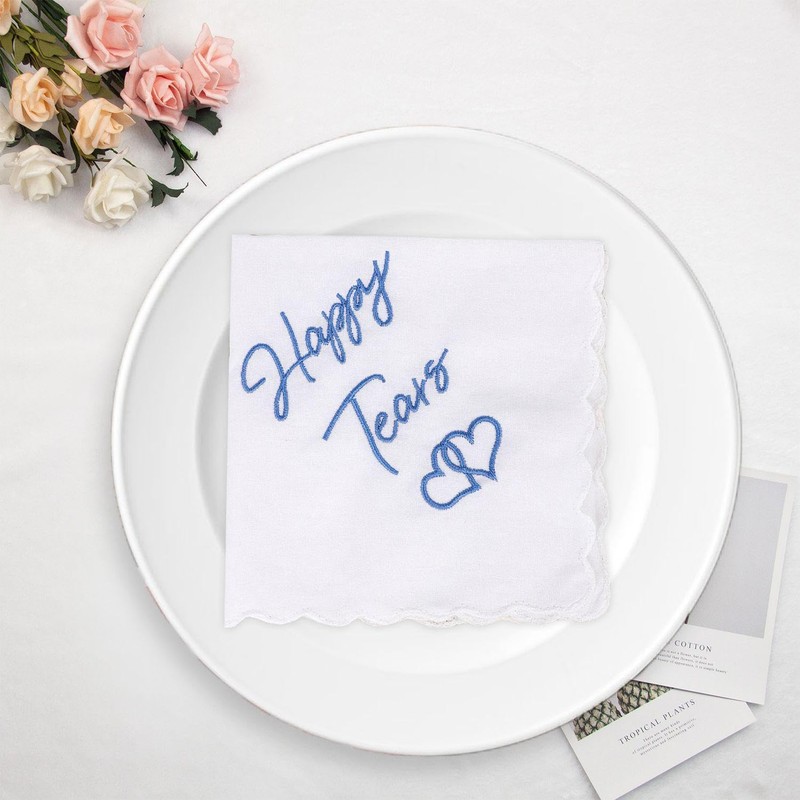 YSJCHEBS Set of 2 Wedding Handkerchiefs, Embroidered Handkerchiefs, Cute Simple