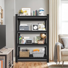 SUPPNEED 1400LBS Garage Storage Shelves Heavy Duty, 35" W x 16" D x 66" H,4-Tier Garage Shelving Heavy Duty, Industrial Metal Shelving Units for Garage, Basement,Fish Tank,Black