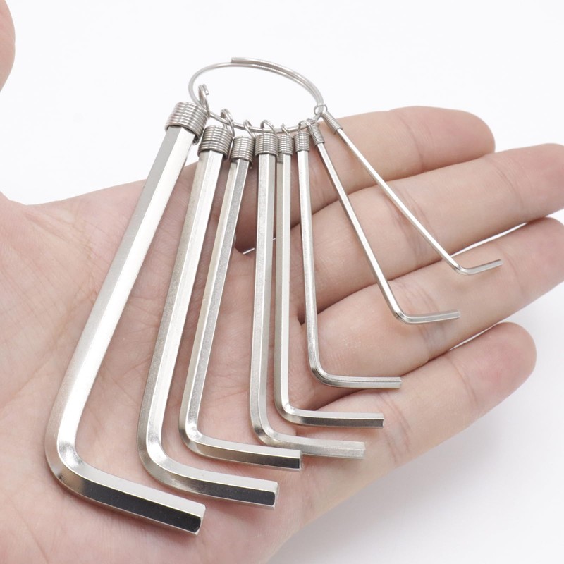 8pcs Silver Allen Wrenches Set, 1.5-6 mm Hex Key Key