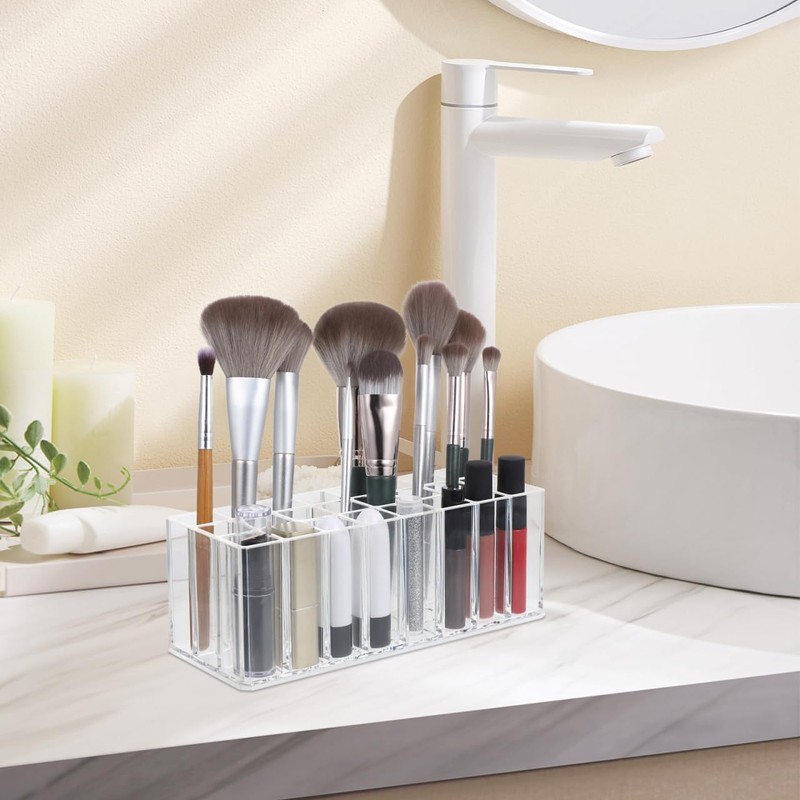 ULTECHNOVO Lipstick Organizer - 24 Grids Lipsticks Holder - Clear