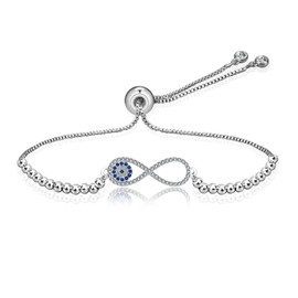 Lit Wall Infinity Evil Eye Bracelets for Women 18K Gold Filled Cubic Zirconia Silver Infinity Bracelets for Women